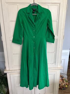 The J. Peterman Company size 2 green midi dress with pockets